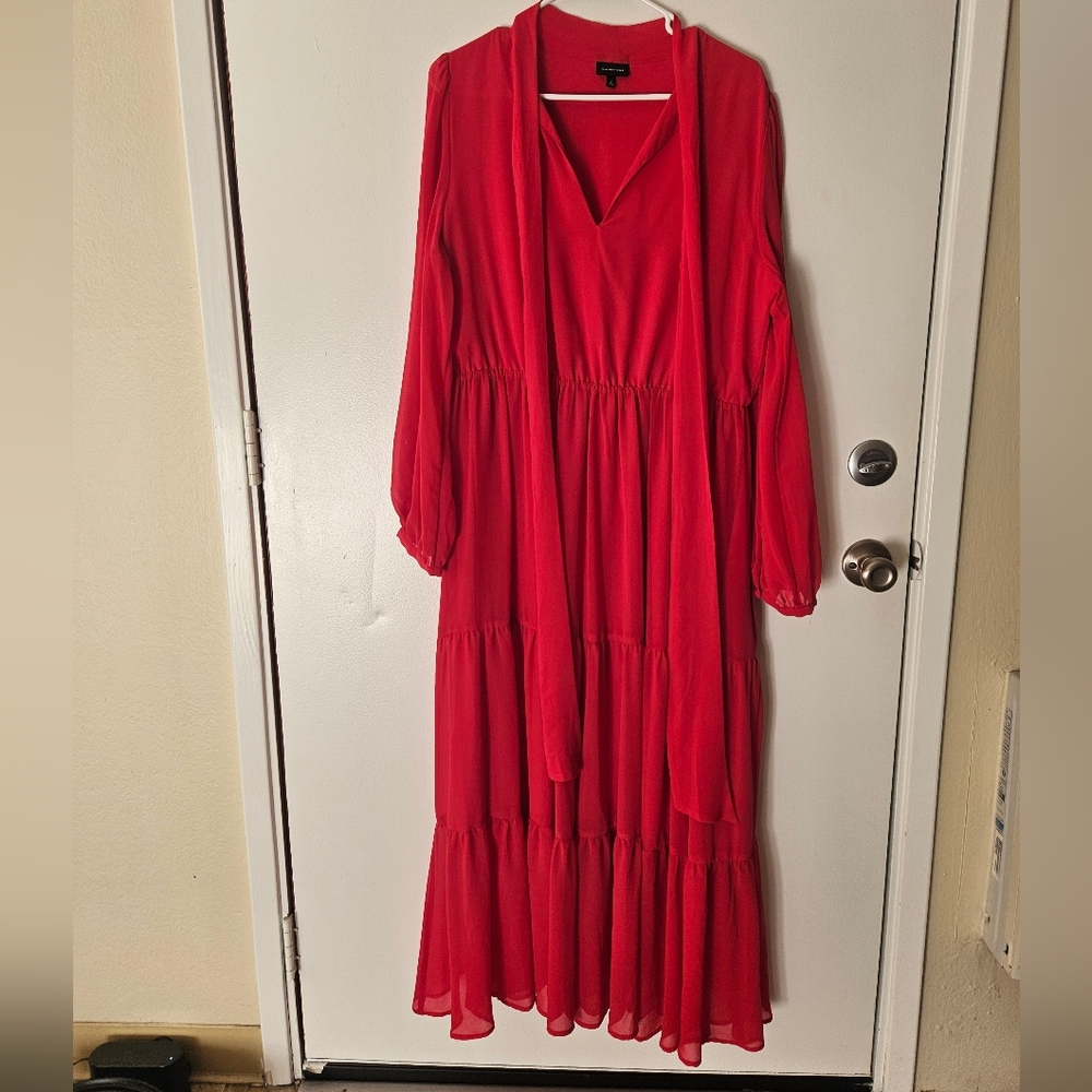 Who What Wear Red Flowy Maxi Dress